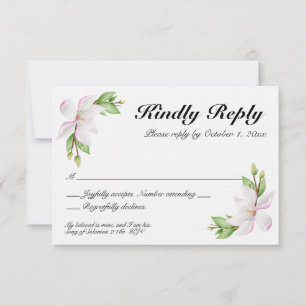 Christian Wedding RSVP card - watercolor magnolias