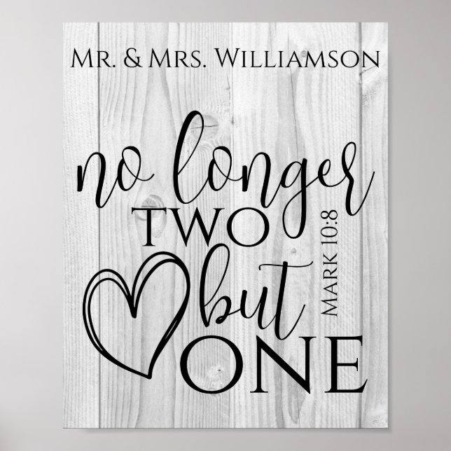 Christian Wedding Scripture Quote Faux Wood Gift Poster (Front)