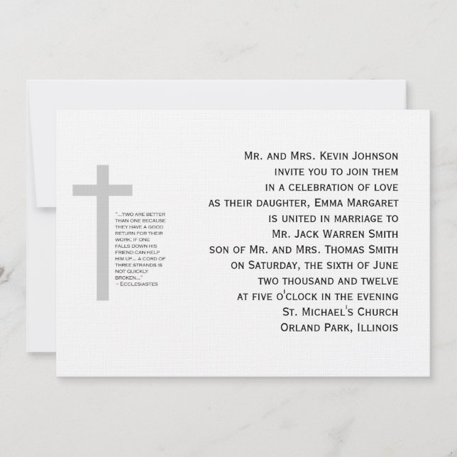 Christian Weddings Cord Three Strands Invitation (Front)