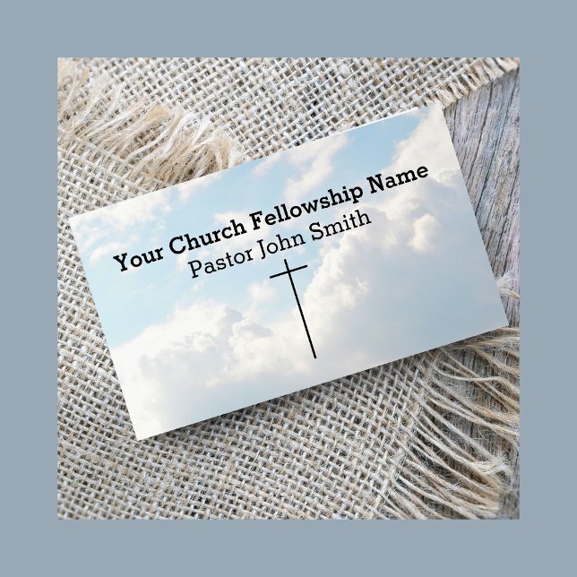 Christian White Fluffy Clouds Sky Cross Church  Business Card (Christian White Fluffy Clouds Sky Cross Church Business Card)