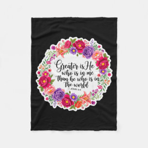 Christian Woman Bible Verse Jesus Greater Is He Wh Fleece Blanket