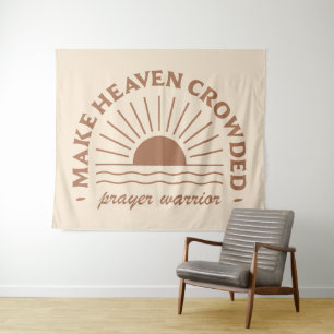 Christian woman girl quotes boho beige aesthetic tapestry
