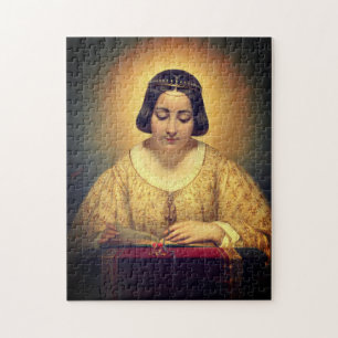 Christian woman reading bible mediaeval painting jigsaw puzzle