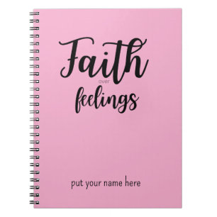 Christian Women Minimalist Faith Over Feelings Notebook