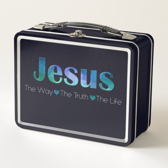 Christian Women's Faith Bible Verse Way Truth Life Metal Lunch Box (Front)
