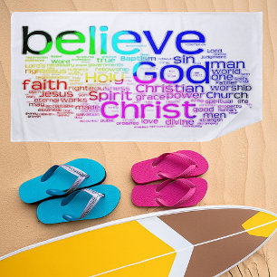 Christian word cloud beach towel