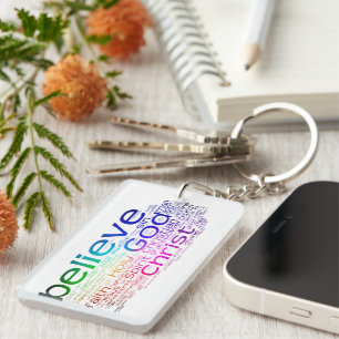 Christian word cloud key ring