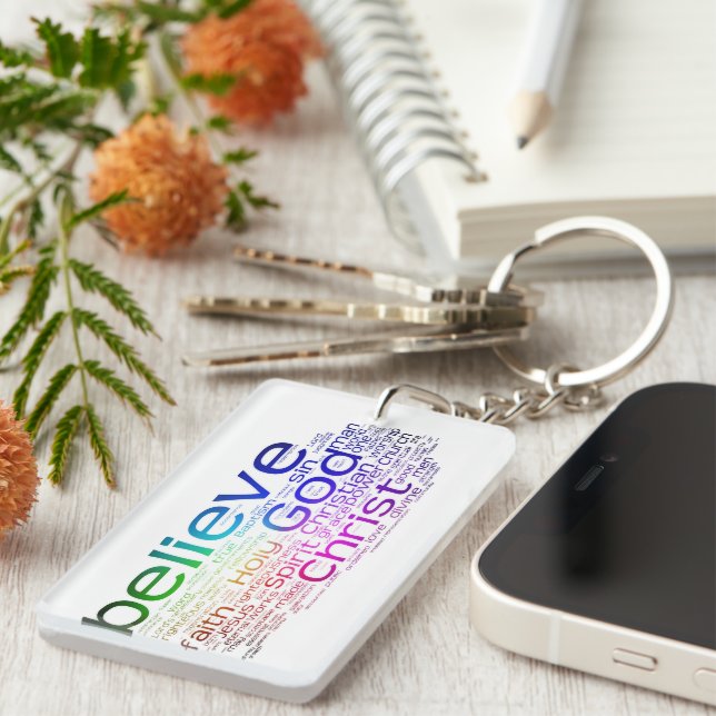 Christian word cloud key ring (Front Right)