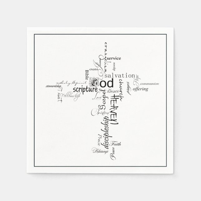 christian words cross paper napkins (Front)
