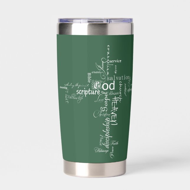 Christian words cross personalised insulated tumbler (Front)