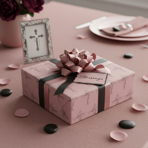 Christian words cross wrapping paper