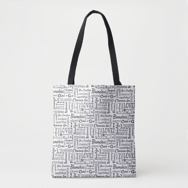Christian Words of Affirmation Word Art Tote Bag (Front)