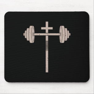 Christian Workout Dumbbell Cross Barbell Gym Jesus Mouse Pad