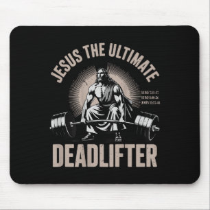 Christian Workout Gym Jesus The Deadlifter On Back Mouse Pad