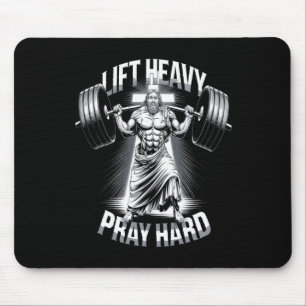Christian Workout Lift Heavy Pray Hard Gym Bodybui Mouse Pad