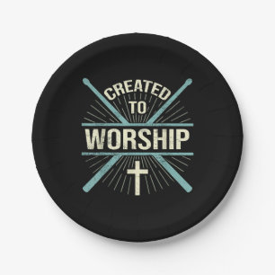 Christian Worship Band Created To Worship Drummer Paper Plate