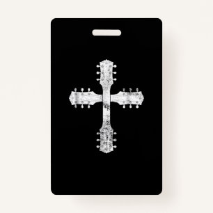 christian worship team guitar cross ID badge