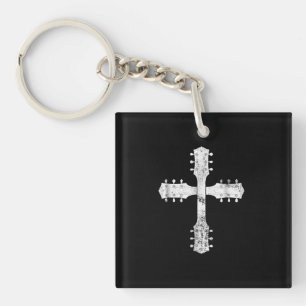 christian worship team guitar cross key ring