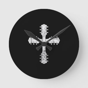 christian worship team guitar cross round clock