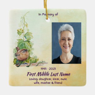 Christian Wren Bird Vineyard Memorial Keepsake Ceramic Ornament