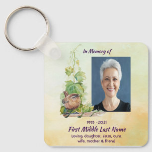 Christian Wren Bird Vineyard Memorial Keepsake Key Ring