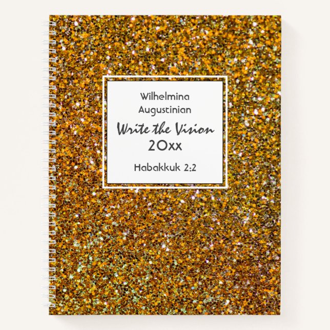 Christian WRITE THE VISION Customisable FAUX GOLD Notebook (Front)
