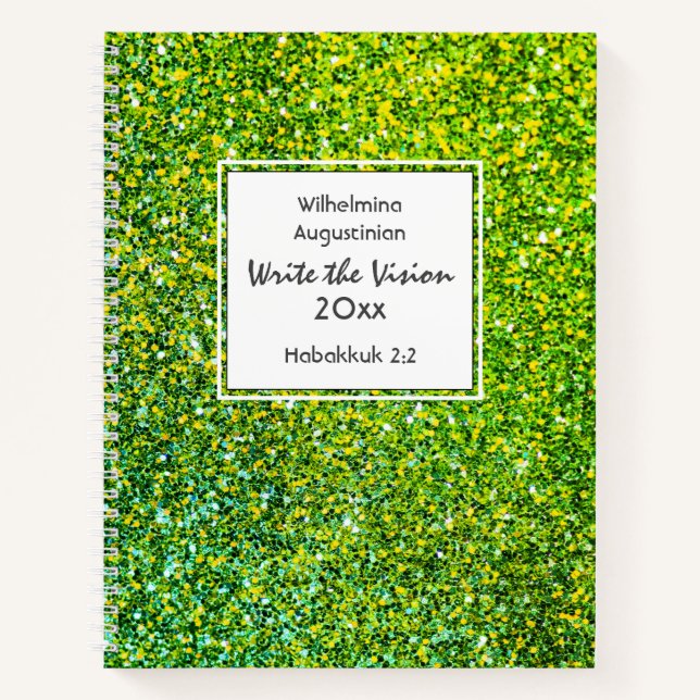 Christian WRITE THE VISION Customisable GREEN Notebook (Front)