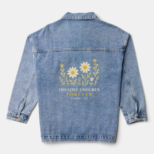 Christian Yellow Daisies His Love Endures Forever Denim Jacket