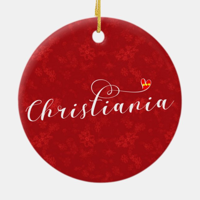 Christiania Flag Heart, Fristaden Christiania Ceramic Ornament (Back)