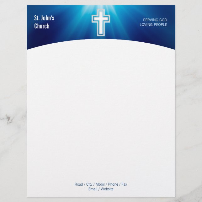 Christianity | Religious Cross Personalized Letterhead (Front)
