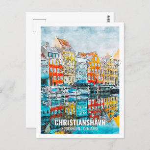 Christianshavn Kobenhavn Travel Place Watercolor Postcard
