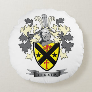 Christie Family Crest Coat of Arms Round Cushion