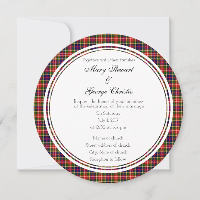 Christie Scottish Wedding Round Invitation (Front)