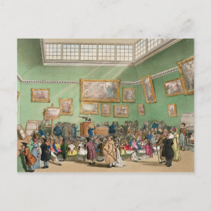 Christie's Auction Room, aquatinted by J. Bluck Postcard