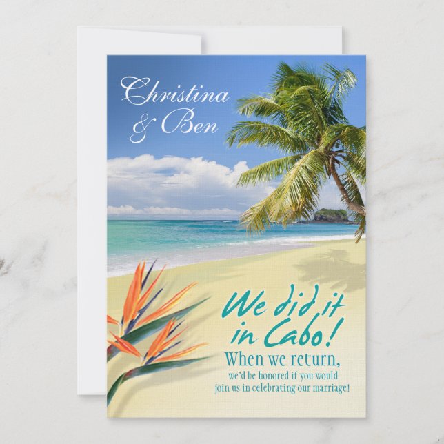 Christina EMERALD WATERS Cabo reception (linen) Invitation (Front)