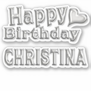Christina Happy Birthday silver Sticker