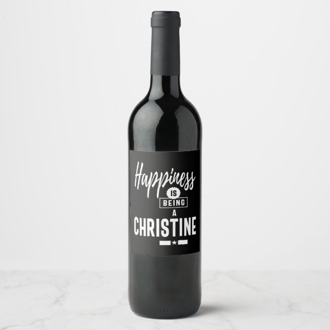 Christine Personalised Name Birthday Gift Wine Label (Front)