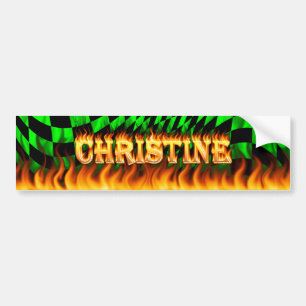 Christine real fire and flames bumper sticker desi