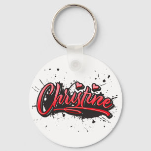 Christine red Heart Graffiti Key Supporting Key Ring