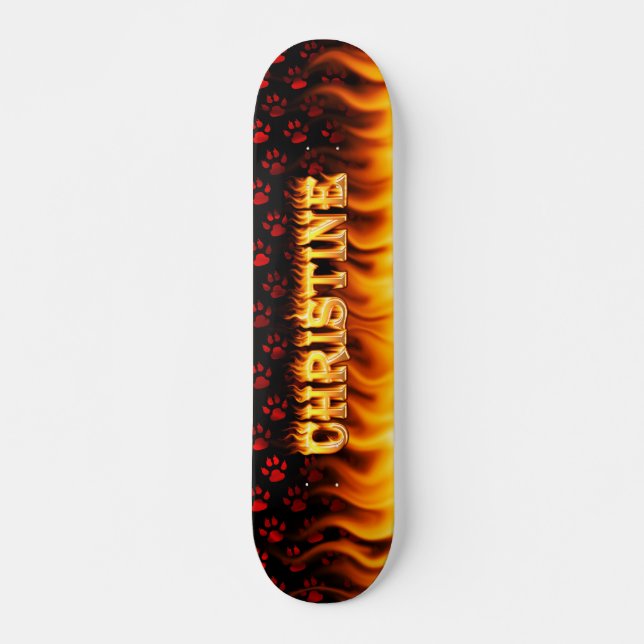 Christine skateboard fire and flames design (Front)