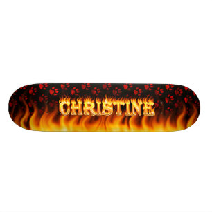 Christine skateboard fire and flames design