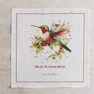 Christma Theme Hummingbird Napkin