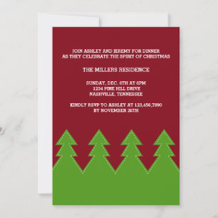Christma Trees in a row Holiday Party Invites