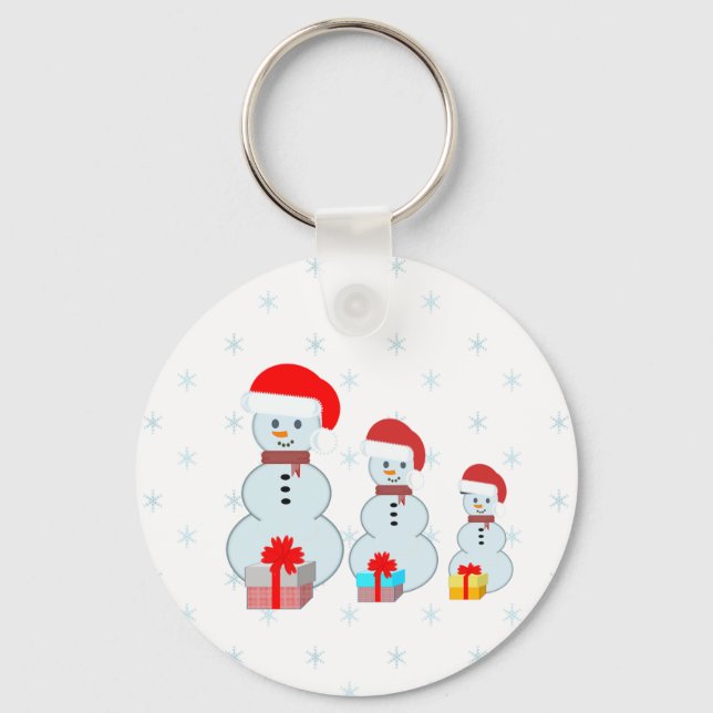 Christman snowmen and snowflakes key ring (Front)