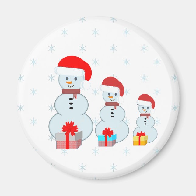 Christman snowmen and snowflakes magnet (Front)