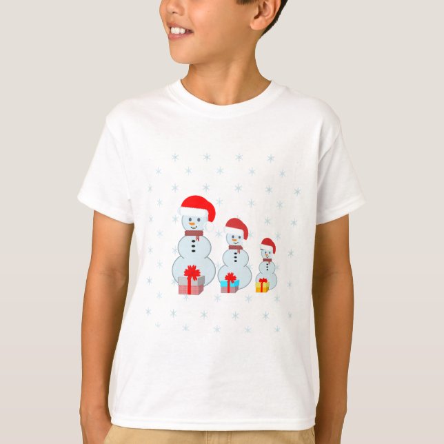 Christman snowmen and snowflakes T-Shirt (Front)