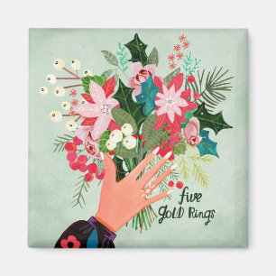 Christmas 12 days of Christmas Five Gold Rings Magnet