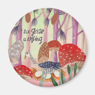 Christmas 12 days of Christmas Six Geese Laying Magnet