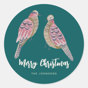 Christmas 12 days of Christmas Two Turtle Doves Classic Round Sticker