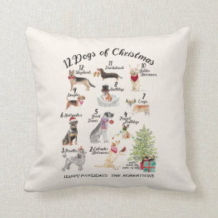 Christmas 12 Dogs of Christmas Holiday Decor Cushion